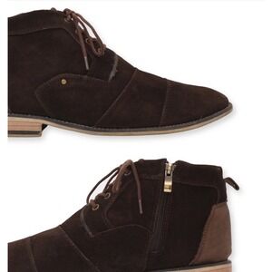 Steve Madden Johnnie Mens Brown Suede Lace Up Zip Ankle Boots J0HN01AT Size 10.5